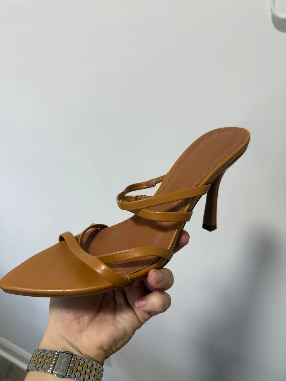 ASOS Tan Strappy Pointed-Toe Heeled Sandal